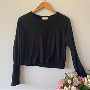 Denim forum black crop top